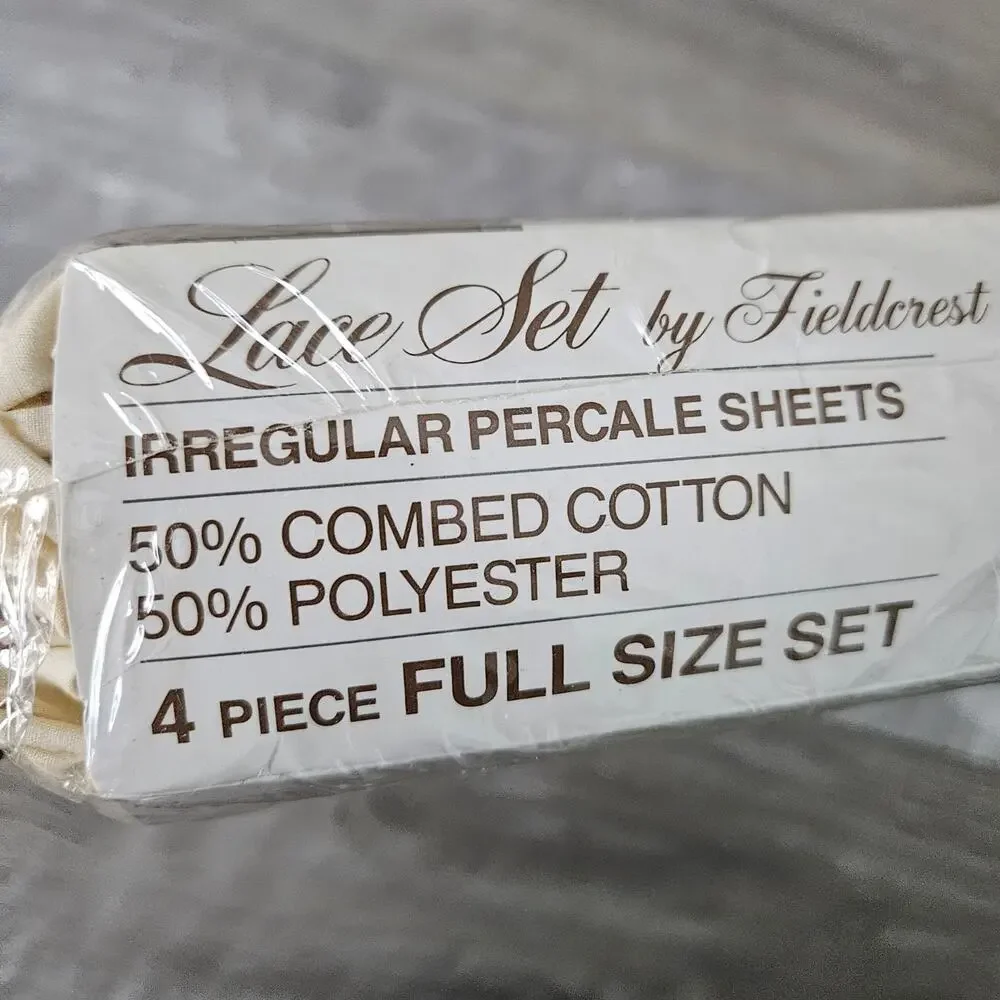 Lace Set By Fieldcrest Vtg 4 Pc Full Size No Iron Percale Sheets Luxury Bedding